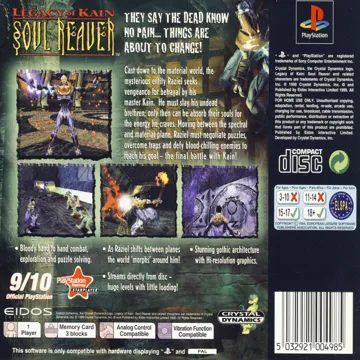 Legacy of Kain - Soul Reaver (US) box cover back